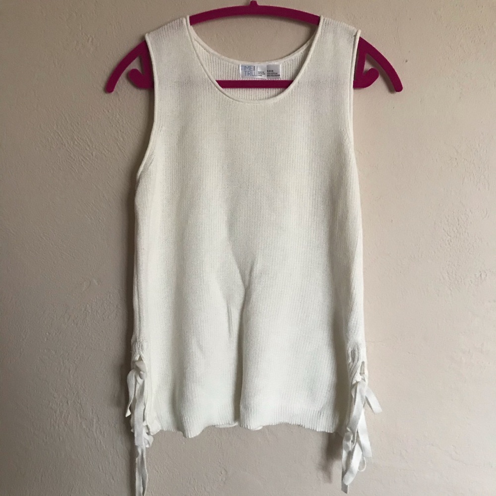 Sleeveless Sweater Top with Lace Up Sides